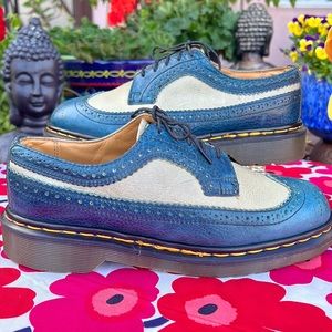 🏴󠁧󠁢󠁥󠁮󠁧󠁿 RARE Dr. Martens MIE Marine Blue Brogue Wingtip Oxfords UK 6